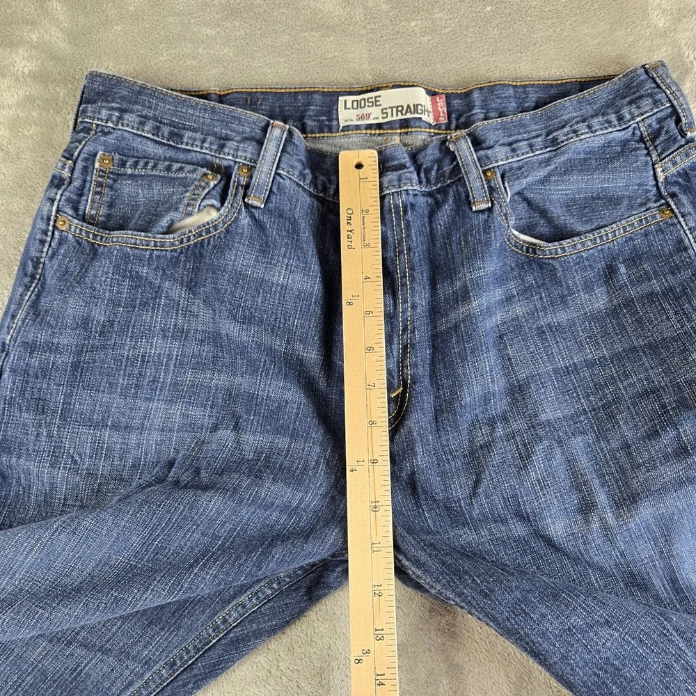 Levis 569 Jeans Mens 36x34 (Fits 34x31) Blue Denim 100% Cotton Loose Straight‎